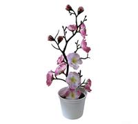 Lifelike Artificial for plum Blossom Bonsai, 11-Inch Red Silk Flowering | Tree in Pot, Fake Faux Plant for Spring Festival New Year Decoration, Elegant Table Centrepiece for Indoor Shelf Display