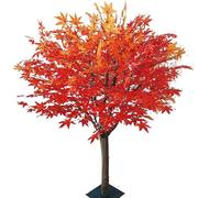 Lifelike Artificial Maple Tree, Large Red Faux Plant with Sturdy Metal Frame, Zero Maintenance(9ft)