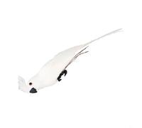 Lifelike Artificial Parrot Statue with Real Feathers, 25cm Foam Bird Ornament for Garden, Lawn, Tree Decor, Indoor Outdoor Display, Wire Feet(crown white and white)