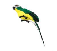 Lifelike Artificial Parrot Statue with Real Feathers, 25cm Foam Bird Ornament for Garden, Lawn, Tree Decor, Indoor Outdoor Display, Wire Feet(green)