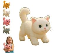 Lifelike Cat Toy, Realistic Movements and Sounds, New AI Interactive Plush Kitten, Interactive Robotic Stuffed Animal Toy, for Kids Adults and Seniors white 1pcs