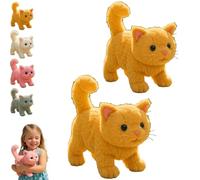Lifelike Cat Toy, Realistic Movements and Sounds, New AI Interactive Plush Kitten, Interactive Robotic Stuffed Animal Toy, for Kids Adults and Seniors yellow 2pcs