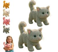 Lifelike Cat Toy, Realistic Movements and Sounds, New AI Interactive Plush Kitten, Interactive Robotic Stuffed Animal Toy, for Kids Adults and Seniors gray 2pcs