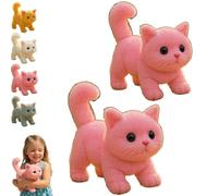 Lifelike Cat Toy, Realistic Movements and Sounds, New AI Interactive Plush Kitten, Interactive Robotic Stuffed Animal Toy, for Kids Adults and Seniors pink 2pcs