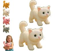 Lifelike Cat Toy, Realistic Movements and Sounds, New AI Interactive Plush Kitten, Interactive Robotic Stuffed Animal Toy, for Kids Adults and Seniors white 2pcs