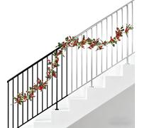 Lifelike Christmas Garland,1.75m Artificial Christmas Decorations - Realistic Garland With Red Berries Holiday Decoration | For Indoor Use On Cloak Terrace In TreesAnd Party Winter And New Year