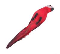 Lifelike Fake Parrot Ornament with Real Feathers, 25cm Artificial Bird Statue for Garden Lawn Decor, Outdoor Tree Hanging Prop, Craft Project, Wedding Venue For or Pirate Theme(red)