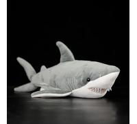 Lifelike Great White Shark Stuffed Toy Soft Shark Plush Toys Stuffed Simulation Ocean Animal Toy For Kids Gifts 54cm Grey