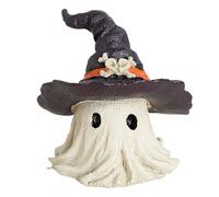 Lifelike Hour Halloween Cat with Witch Hat in Black Cauldron Pot Pet Figurine 6.25" Tall with Glass Eyes Occult Feline Cats Figurine Wolf Ornament (B, 5.8cm)