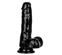 Lifelike Lover Luxe Realistic 7.0inch Suction Cup Dildo - Crystal Jelly Dildo - M Black