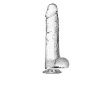 Lifelike Lover Luxe Realistic 9.6inch Suction Cup Dildo - Crystal Jelly Dildo - XL Transparent
