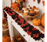 Lifelike Maple Leaf Garland with Twisted Vine Base for Fall Seasonal Styling on Front Door Interior Walls and Table Centerpieces (214)