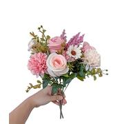 Lifelike Peony Artificial Flower Bouquet - Vibrant Pink and White with Hydrangea Accents, Perfect for Weddings, Birthdays, Anniversaries, Mother's Day, etc. - Realistic Touch Artificial Flowers (2pcs)