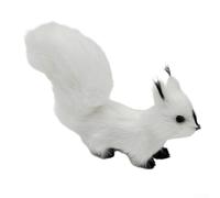 Lifelike Plastic Squirrel Figurine 12cm Realistic Decor(White)