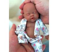 Lifelike Reborn Baby Doll -7" Micro Preemie Full Body Silicone Black Baby Doll,Lifelike Mini Reborn Doll, Washable Reality Doll Baby with Feeding Kit & Gift Box（boy）