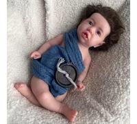 Lifelike Silicone Reborn Baby Doll Girl,13.38inch/34cm Handmade Realistic Newborn with Rooted Hair,Anatomically Correct & Washable,for Companion Gift