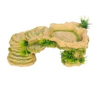 Lifelike Stone Bath Platform Decoration Cave Shelter House for Reptile Aquarium and Terrarium Decoration