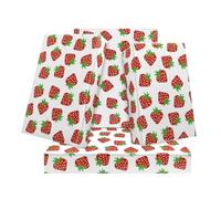 Lifelike Sweet Red Strawberry with White Seeds and Green Seals on White Wrapping Paper 30" x 20" per sheet, 4 Sheets, 1 Designs: 15m2 ttl), Flat Fold Wrapping Paper