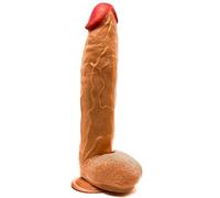 Lifelike Ultra Big Realistic Dildo - 13 Inch Large Dildo - Suction Cup Dildo for Women Men with Balls - Harness Compatible Strap On Dildo - Adult Sex Toy - Waterproof - Flesh Brown