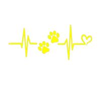 Lifeline Heartbeat Line Puppy Footprints Ripple Line Motorcycle Decal Fun JDM Vinyl Car Sticker(Yellow,25X6.9CM)