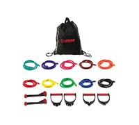 Lifeline Resistance Trainer Kit with 10lb to 100lb Adjustable Resistance Level Bands for More Workout Options Includes Triple Grip Handles, Door Anchor, 5ft Exercise Tubes and Carry Bag, Ultimate