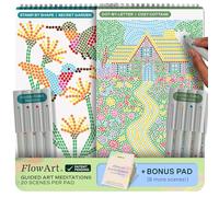 Lifelines FlowArt Activity Pad, 2-Pack & Bonus Pad - Guided Dot Art Meditations with Markers - Dot-by-Letter & Stamp-by-Shape Coloring Books for Tweens, Adults & Seniors