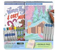 Lifelines FlowArt Activity Pad, 2-Pack Winter Set + Bonus Pad - Guided Art Meditations with Markers - Dot-by-Letter & Illuminate & Create - Coloring Books for Tweens, Adults & Seniors
