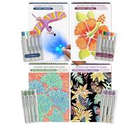 Lifelines FlowArt Activity Pad, 4-Pack - Guided Art Meditations with Markers - Color by Letter, Dot-Art and More, Coloring Books for Teens, Adults & Seniors