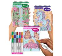 Lifelines FlowArt Mini Activity Pads, 3-Pack - Guided Dot-by-Letter Art Meditations with Markers - 15 Markers & 60 Scenes - Pocket-Sized Coloring Books for Tweens, Adults & Seniors - Patent-Pending