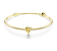 Lifelong bangle, Round cut, Heart, White, Gold-tone plated
