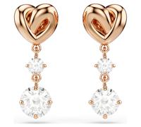 Lifelong Heart drop earrings, Heart, White, 18K rose gold finish