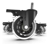 Lifelong Office Chair Wheels Replacement Rubber Casters for Hardwood Floors and Carpet, Set of 5, Heavy Duty, 11x22mm, Clear (NOT for IKEA)