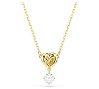 Lifelong pendant, Round cut, Heart, White, Gold-tone plated