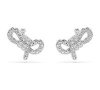 Swarovski Lifelong Stud Earrings, Pavé, Bow, White, Rhodium Plated