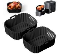 Lifemaison 2 Reusable Silicone Air Fryer Liners for Ninja Double Stack XL 9.5L Air Fryer SL400UK,Airfryer Accessories Airfryer Liners for Ninja Dual SL400,Reusable Silicone Dual Basket Air Fryer Liner