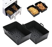 Lifemaison 2pcs Silicone Air Fryer Liners,Air Fryer Accessories for Tower Vortx T17088 9l Dual Basket,Dual Air Fryer Racks & Paper Lining Dual Air Fryer Accessories,Compatible with Oven,Microwave,Grey