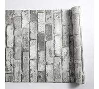 Lifemaison 3D Brick Effect Wallpaper,Decorative Modern Gray Brick Stereo Imitation Texture Wall Paper,Non-Woven Waterproof Furniture DIY Wall Paper,for Living Room,Bedroom,Restaurant,Kitchen,53x950M