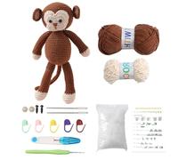 Lifemaison Crochet Kit - Complete Set for Beginners, Adults and Kids With Video Tutorial, Instruction, Soft Yarn, Monkey Design - Birthday Gift
