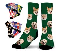 Lifemaison Individual Socks with Photo, Personalised Socks with Picture, Personalised Valentine's Day Gifts for Friend, Funny Socks, Personalised Photo Gifts for Birthdays and Christmas, 3 heads, L