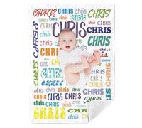 Lifemaison Personalised Baby Blanket with Names Custom Blankets Personalised Baby Gifts Customised Soft Flannel Throw Blanket for Boys Girls Newborn Toddlers Kids Adults Mom Dad Family Friends
