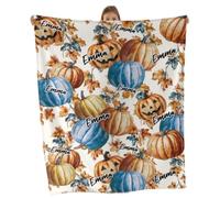 Lifemaison Personalised Halloween Fleece Throw Blanket,Custom Pumpkin Blanket for Kids,Baby,Adults,Soft Customised Halloween Blanket for Couch Sofa or Bed,Halloween Bedding Decor,Gift for Halloweeen,B