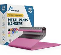 Lifemaster Metal Pants Hanger Set - 20 Pieces Elegant Non-Slip Closet Space Saving Hanger Set for Pants, Trouser, Blankets, and Jeans with Open Ended Sleek Design - Pink