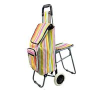 Lifemax Leisure Shopping Trolley with Seat - Lightweight, Foldable, Large Capacity with Easy-Roll Wheels, Perfect for Groceries, Travel, & Outdoor Use and Great for Senior Mobility