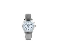 Lifemax Talking Atomic Watch - Expanding Bracelet Women's Quartz Watch with Black Dial Analogue Display and Silver Stainless Steel Bracelet 407.3EBLK
