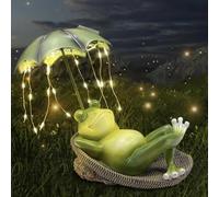 lifemet 20cm Solar Frog Garden Ornament, Outdoor Frog Statue with Light | Solar powered frog for ponds, lawns, patios and flower beds, waterproof LED light, gift for mum, birthdays and housewarming