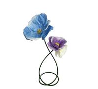 lifemet 3D Artificial Faux Flower Set Outdoor/Indoor Decor - Blue Purple White Waterproof Bendable Looking Mixedcolor Fake Flower Plastic Plants Floral Home Decoration for Party/Office/Hotel/Patio