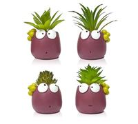 lifemet 4 Set Artificial Plants Small Succulents, Mini Faux Succulent Pots Indoor Plant Decor Cute Mangosteen for Room Living Room Bathroom Aesthetic Home Decor Shelf Kitchen Office Desk Accessories
