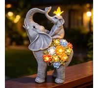 lifemet Solar Elephant Garden Statue with Succulents - Garden Ornaments Outdoor Elephant Figurine Solar Lights, Waterproof Resin Sculpture, Birthday Gifts for Women, Patio Decor