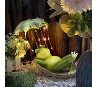 lifemet Solar Outdoor Garden Decoration - Lazy Frog Animal Statue, IP65 Rated Waterproof Mini Pond Decorations, Resin Fairytale Art Ornament, Garden Gift for Family/Friends/Colleagues