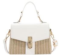 Lifenanny Small Straw Crossbody Shoulder Bag for Women, Retro Woven Beach Handbag for Summer Vocation, White, 7.5 inches